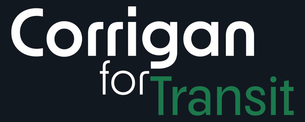 Simple text logo of Corrigan for Transit
